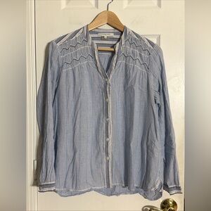 Gerard Darel LADIES’ BLUE AND WHITE COTTON STRIPED SHIRT Size EU 36 / US 4 VGC